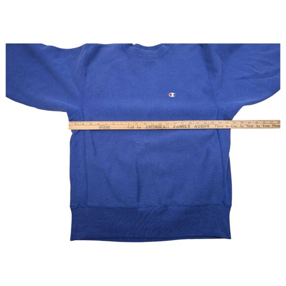 Vintage 90s Champion Reverse Weave Blue Blank Crewneck Sweatshirt Size L - Picture 10 of 12